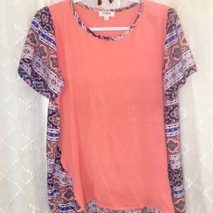 Size S-Coral Paisley Top